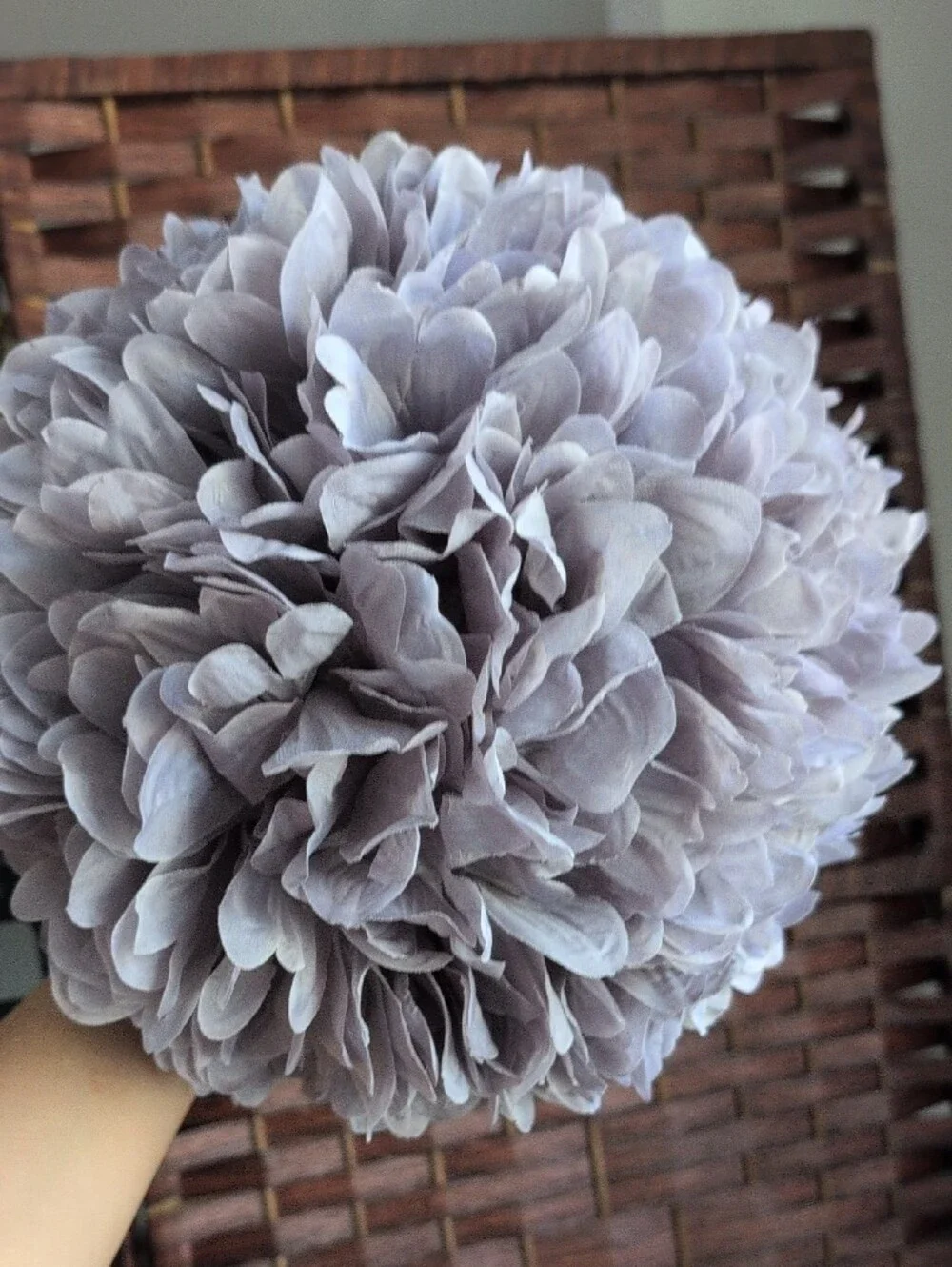 NWT Decorative Purple Gray Floral Pom Pom Hanging Accent - Picture 6 of 7
